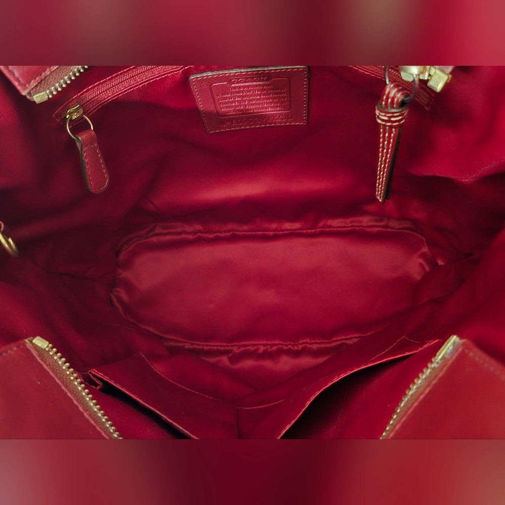 Coach Burgundy Red Leather Carryall Gallery Tote With Gold Hardward 2007 - Picture 14 of 16